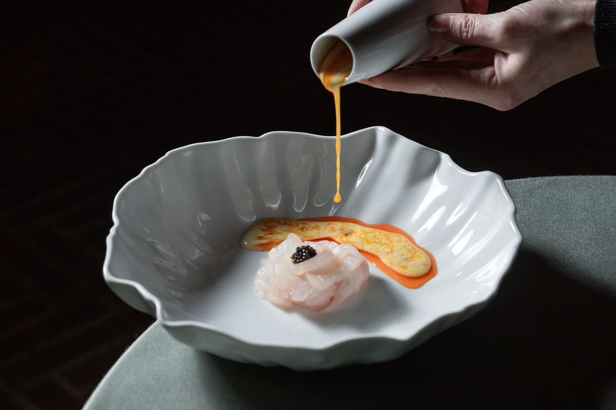 Second course of raw fish at the restaurant